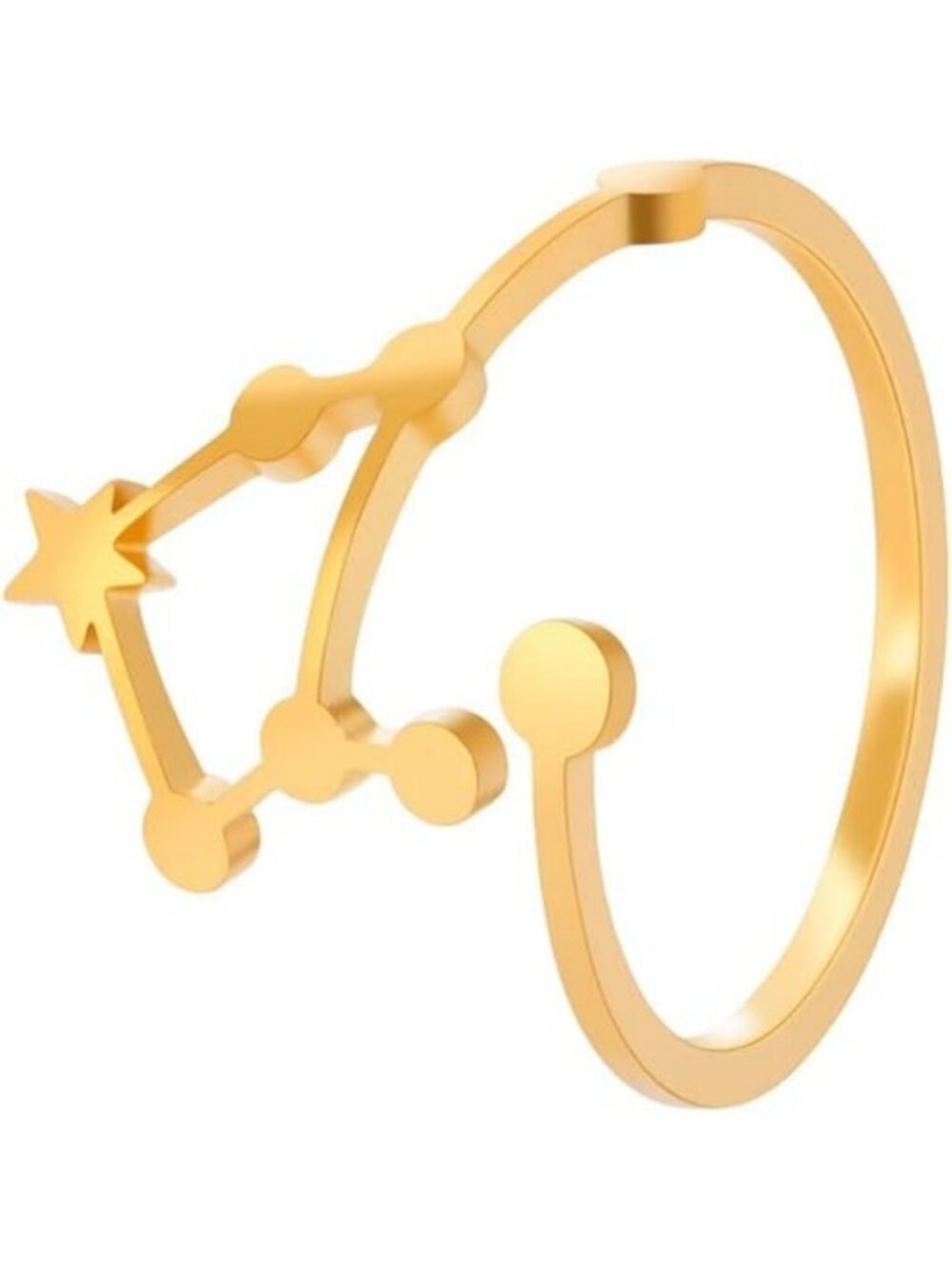 Libra Gold Adjustable Zodiac Sign Constellation Stainless Steel Ring